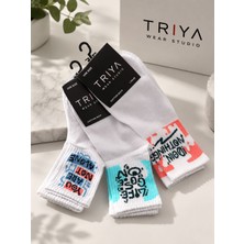 Triya Wear Studio 3’lü Renkli Desenli Soket Çorap – Cotton Rich Unisex Günlük Spor Çorap