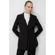 Mizalle Siyah Kruvaze Blazer Ceket
