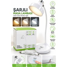 Güzelyüz Avm Şarjlı Masa Lambası Çalışma Lambası Okuma Işığı Kademeli Ayarlanabilir Renk Tonu Parlaklık