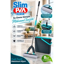 Grimor Life Pva Süngerli Paspas Mop Seti 8 Litre – Yüksek Su Emici, Iz Bırakmayan, Sıkma Sistemli Temizlik Kovası
