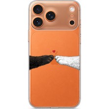 TechTree iPhone 17 Pro Max Uyumlu Kedi & Köpek Pati Dokunuşu Kalp Desenli Baskılı Silikon Kılıf