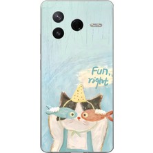 TechTree Poco F7 Pro Uyumlu Balıklı Gözlüklü Komik Kedi Baskılı Silikon Kılıf