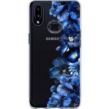 TechTree Samsung Galaxy A10S Uyumlu Royal Blue Şakayık Çiçek Demeti Baskılı Silikon Kılıf