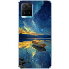 TechTree Vivo Y21S/Y33S/Y32 Uyumlu Yıldızlı Gece ve Kayık Manzaralı Baskılı Silikon Kılıf