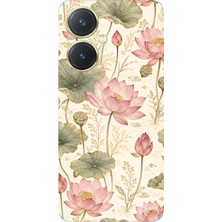 TechTree Vivo Y27 Uyumlu Pastel Pembe Lotus Baskılı Silikon Kılıf