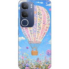TechTree Vivo Y19S Uyumlu Çiçek Desenli Uçan Balon Baskılı Silikon Kılıf