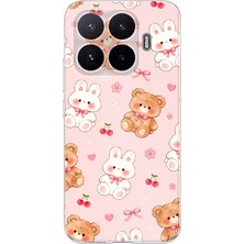 TechTree Xiaomi 17T Uyumlu Pembe Ayıcıklı ve Tavşanlı Kawaii Kiraz Baskılı Silikon Kılıf