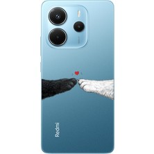 TechTree Redmi Note 14 4g Uyumlu Kedi & Köpek Pati Dokunuşu Kalp Desenli Baskılı Silikon Kılıf