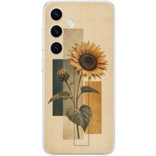 TechTree Samsung Galaxy S24 - S25 Uyumlu Vintage Botanik Ayçiçeği Desenli Baskılı Silikon Kılıf