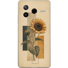 TechTree Poco F7 Pro Uyumlu Vintage Botanik Ayçiçeği Desenli Baskılı Silikon Kılıf