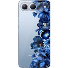 TechTree Tecno Spark 40 5g Uyumlu Royal Blue Şakayık Çiçek Demeti Baskılı Silikon Kılıf