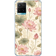 TechTree Vivo Y21S/Y33S/Y32 Uyumlu Pastel Pembe Lotus Baskılı Silikon Kılıf