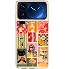 TechTree Xiaomi 17 Pro Max Uyumlu Cool Chill Krem Pop Art Kolaj Baskılı Silikon Kılıf