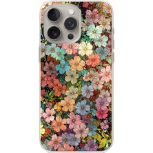 TechTree iPhone 15 Pro Max Uyumlu Vintage Botanik Çiçek Bahçesi Baskılı Silikon Kılıf