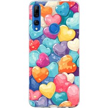 TechTree Honor 9x Uyumlu Canlı Renkli Kalpler Baskılı Silikon Kılıf