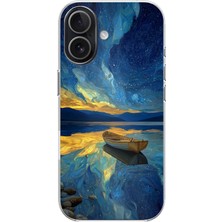 TechTree iPhone 17 Uyumlu Yıldızlı Gece ve Kayık Manzaralı Baskılı Silikon Kılıf
