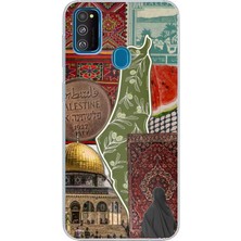 TechTree Samsung Galaxy M30S/M21 Uyumlu Kudüs Mescid-I Aksa ve Filistin Sembolleri Kolaj Baskılı Silikon Kılıf
