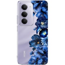 TechTree Redmi 15 4g Uyumlu Royal Blue Şakayık Çiçek Demeti Baskılı Silikon Kılıf