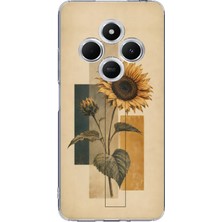 TechTree Redmi 14C Uyumlu Vintage Botanik Ayçiçeği Desenli Baskılı Silikon Kılıf
