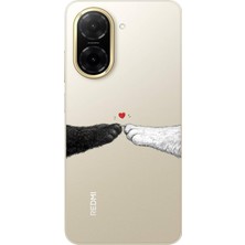 TechTree Redmi A5 Uyumlu Kedi & Köpek Pati Dokunuşu Kalp Desenli Baskılı Silikon Kılıf