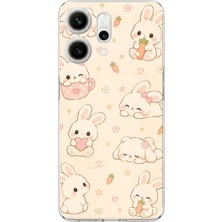 TechTree Oppo Reno 14 5g Uyumlu Sevimli Kawaii Tavşan ve Havuç Desenli Krem Baskılı Silikon Kılıf