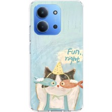 TechTree Redmi 15C Uyumlu Balıklı Gözlüklü Komik Kedi Baskılı Silikon Kılıf