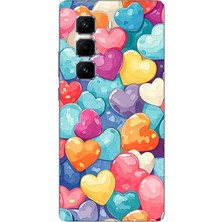 TechTree Infinix Hot 50 Pro Plus+ Uyumlu Canlı Renkli Kalpler Baskılı Silikon Kılıf