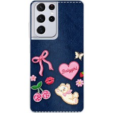 TechTree Samsung Galaxy S21 Ultra Uyumlu Bebek Kız Jean Kot Baskılı Silikon Kılıf