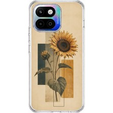 TechTree General Mobile Gm 26 One 5g Uyumlu Vintage Botanik Ayçiçeği Desenli Baskılı Silikon Kılıf