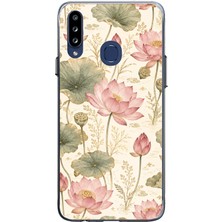 TechTree Samsung Galaxy A20S Uyumlu Pastel Pembe Lotus Baskılı Silikon Kılıf