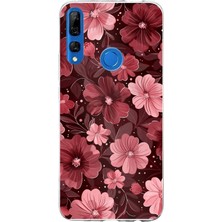 TechTree Honor 9x Uyumlu Pembe ve Bordo Çiçek Desenli Baskılı Silikon Kılıf