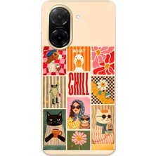 TechTree Redmi A5 Uyumlu Cool Chill Krem Pop Art Kolaj Baskılı Silikon Kılıf