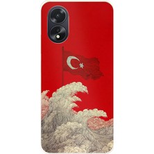 TechTree Oppo A38 Uyumlu Ay Yıldız Türk Dalgası Baskılı Silikon Kılıf