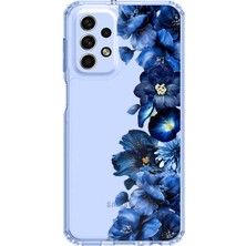TechTree Samsung Galaxy A33 Uyumlu Royal Blue Şakayık Çiçek Demeti Baskılı Silikon Kılıf