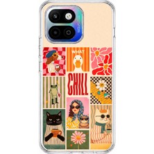 TechTree General Mobile Gm 26 One 5g Uyumlu Cool Chill Krem Pop Art Kolaj Baskılı Silikon Kılıf