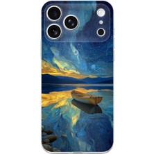 TechTree iPhone 17 Pro Uyumlu Yıldızlı Gece ve Kayık Manzaralı Baskılı Silikon Kılıf
