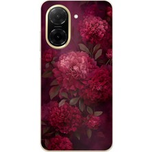 TechTree Redmi A5 Uyumlu Vişne Renk Vintage Çiçek Desenli Baskılı Silikon Kılıf