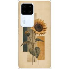 TechTree Vivo V30 Uyumlu Vintage Botanik Ayçiçeği Desenli Baskılı Silikon Kılıf
