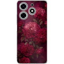 TechTree Tecno Spark 10 Pro Uyumlu Vişne Renk Vintage Çiçek Desenli Baskılı Silikon Kılıf