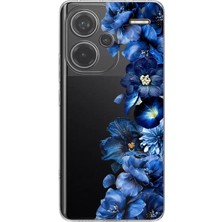 TechTree Redmi Note 13 Pro Plus Uyumlu Royal Blue Şakayık Çiçek Demeti Baskılı Silikon Kılıf