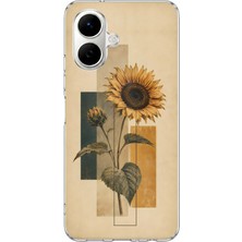 TechTree Infinix Smart 10 Uyumlu Vintage Botanik Ayçiçeği Desenli Baskılı Silikon Kılıf