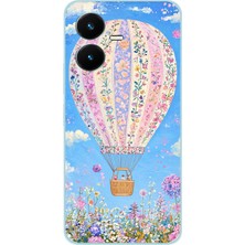 TechTree Vivo Y22S - Y35 Uyumlu Çiçek Desenli Uçan Balon Baskılı Silikon Kılıf