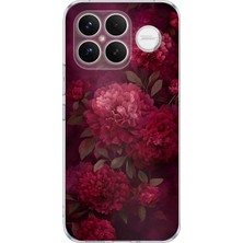 TechTree Poco F8 Ultra Uyumlu Vişne Renk Vintage Çiçek Desenli Baskılı Silikon Kılıf