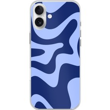 TechTree iPhone 16 Plus Uyumlu Mavi Dalgalar Baskılı Silikon Kılıf