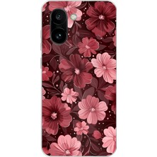 TechTree Oneplus 15R Uyumlu Pembe ve Bordo Çiçek Desenli Baskılı Silikon Kılıf