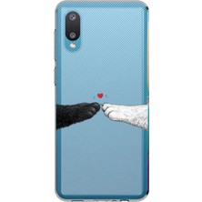 TechTree Samsung Galaxy A02 Uyumlu Kedi & Köpek Pati Dokunuşu Kalp Desenli Baskılı Silikon Kılıf