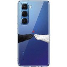 TechTree Infinix Hot 60 - Hot 60I Uyumlu Kedi & Köpek Pati Dokunuşu Kalp Desenli Baskılı Silikon Kılıf