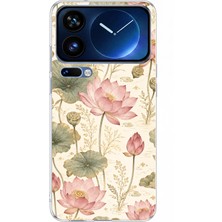 TechTree Xiaomi 17 Pro Max Uyumlu Pastel Pembe Lotus Baskılı Silikon Kılıf