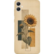 TechTree Samsung Galaxy A05 Uyumlu Vintage Botanik Ayçiçeği Desenli Baskılı Silikon Kılıf