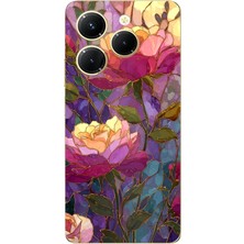 TechTree Infinix Hot 40-40 Pro Uyumlu Renkli Mozaik Gül Tasarımlı Baskılı Silikon Kılıf
